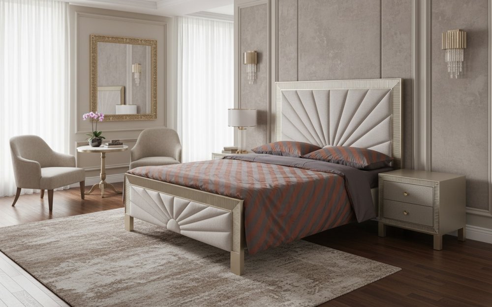 Stilig Bedroom ST900Q Čalúnená posteľ 160 cm + 2 nočné stolíky ST901