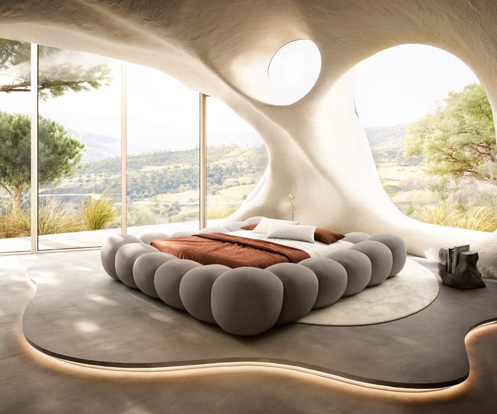 Čalúnená posteľ Perlla 180x200 cm texturovaná látka mäkká taupe