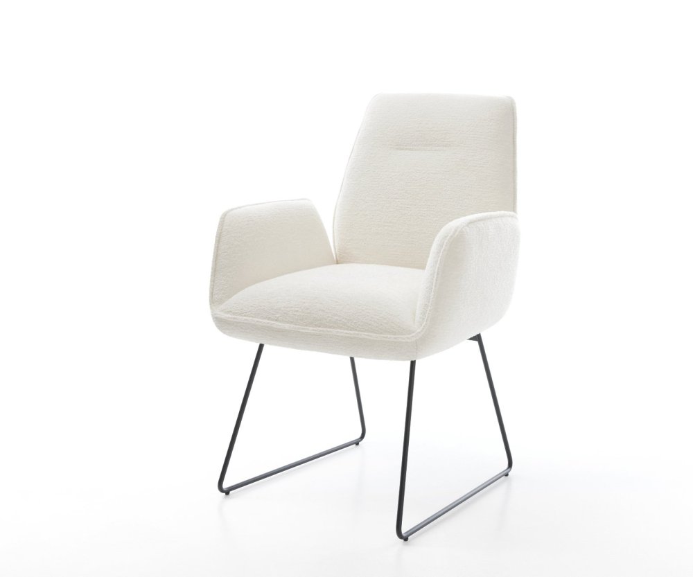 Jedálenská stolička Zoa-Flex bouclé mäkký béžová tenká podstava čierna