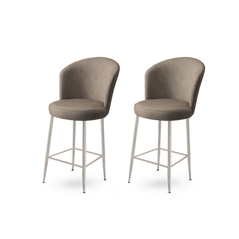 Bar Stool Set (2 Pieces) Fora - Cappuccino, Chrome
