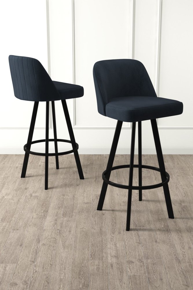 Bar Stool Set (4 Pieces) Atex - Anthracite, Black