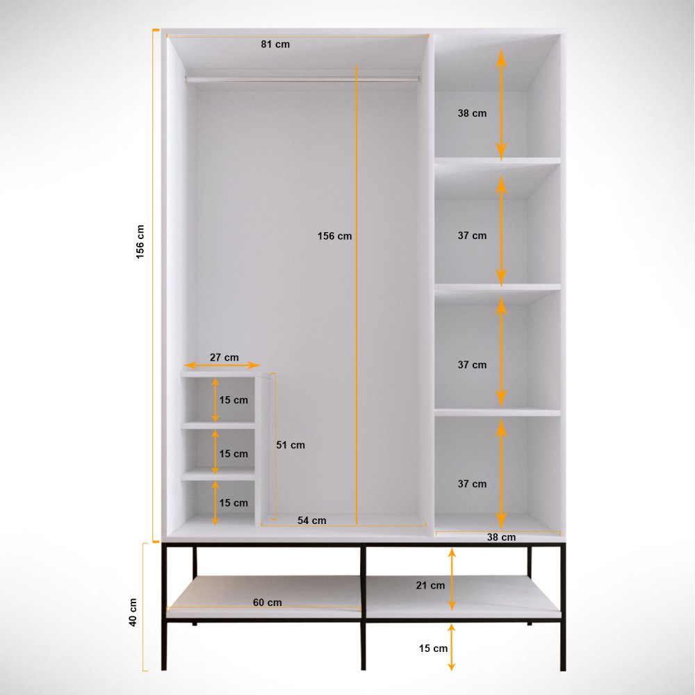Šatní skříň Martin 3 - White, Black, Gold (obrázek 5)