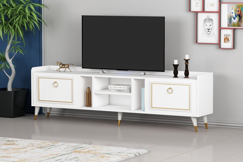 TV stolík Rudy v2 - White, Gold