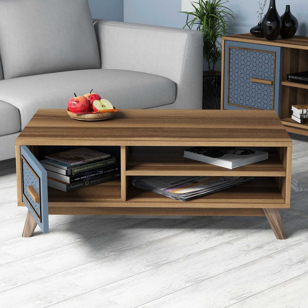 Konferenční stolek Ayla - Walnut, Blue (obrázek 3)