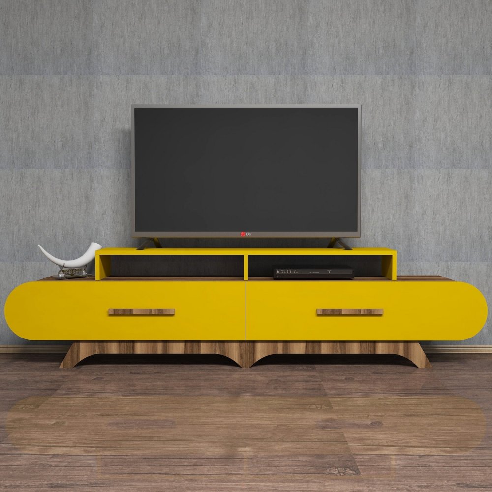 TV stolek Flora - Walnut, Yellow (obrázek 4)