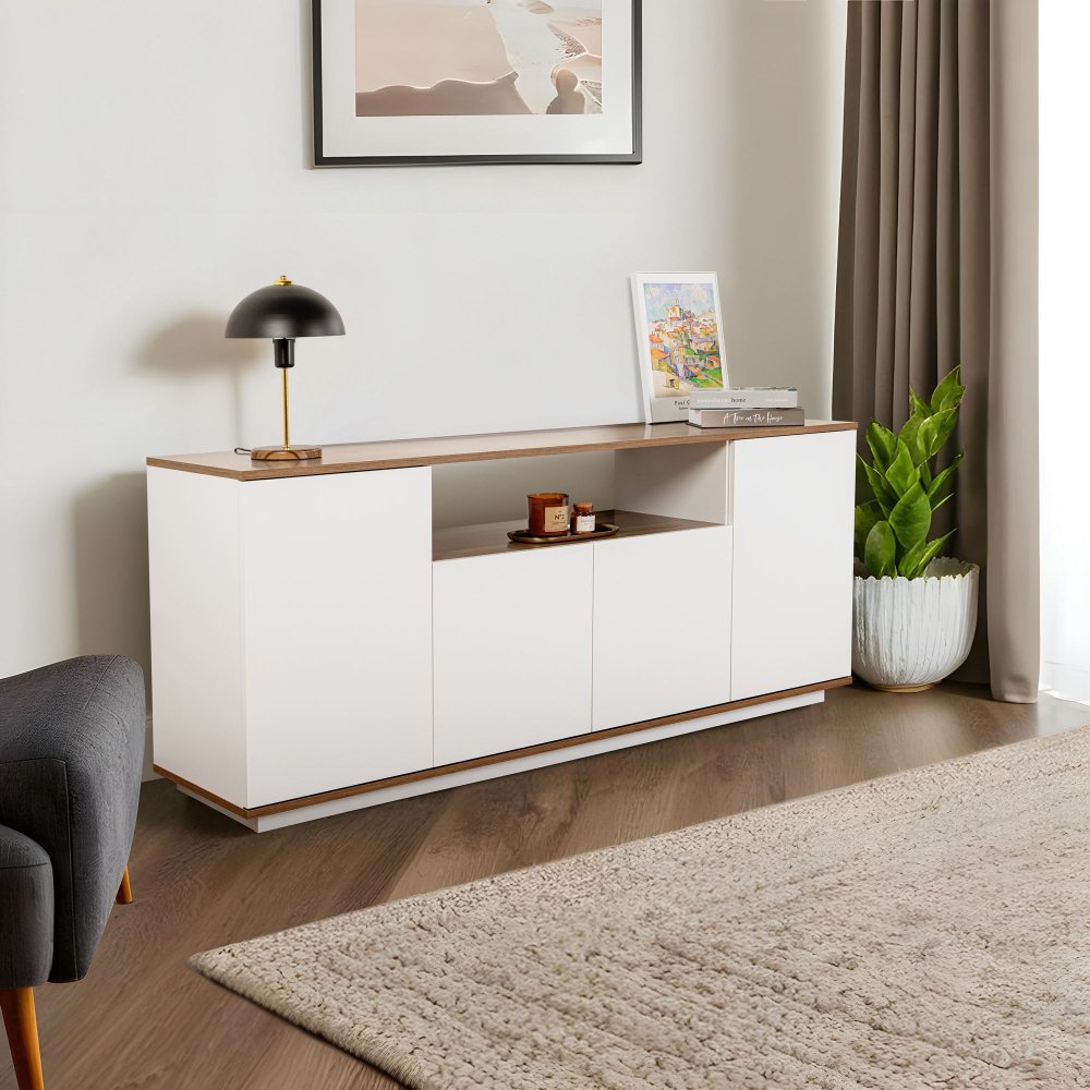 Konzolový stolík Arista - White, Walnut