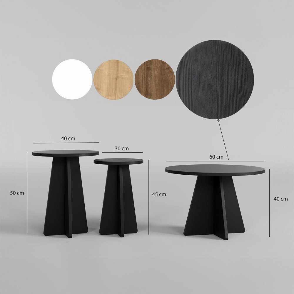 Sada konferenčních stolků Mushroom 3 - Black (obrázek 3)