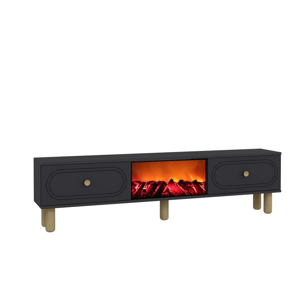 TV stolek Polen Bohem Fireplace - Anthracite (obrázek 6)