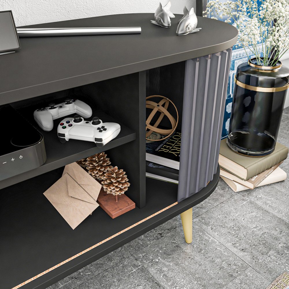 TV stolek Stor - Black, Anthracite (obrázek 7)