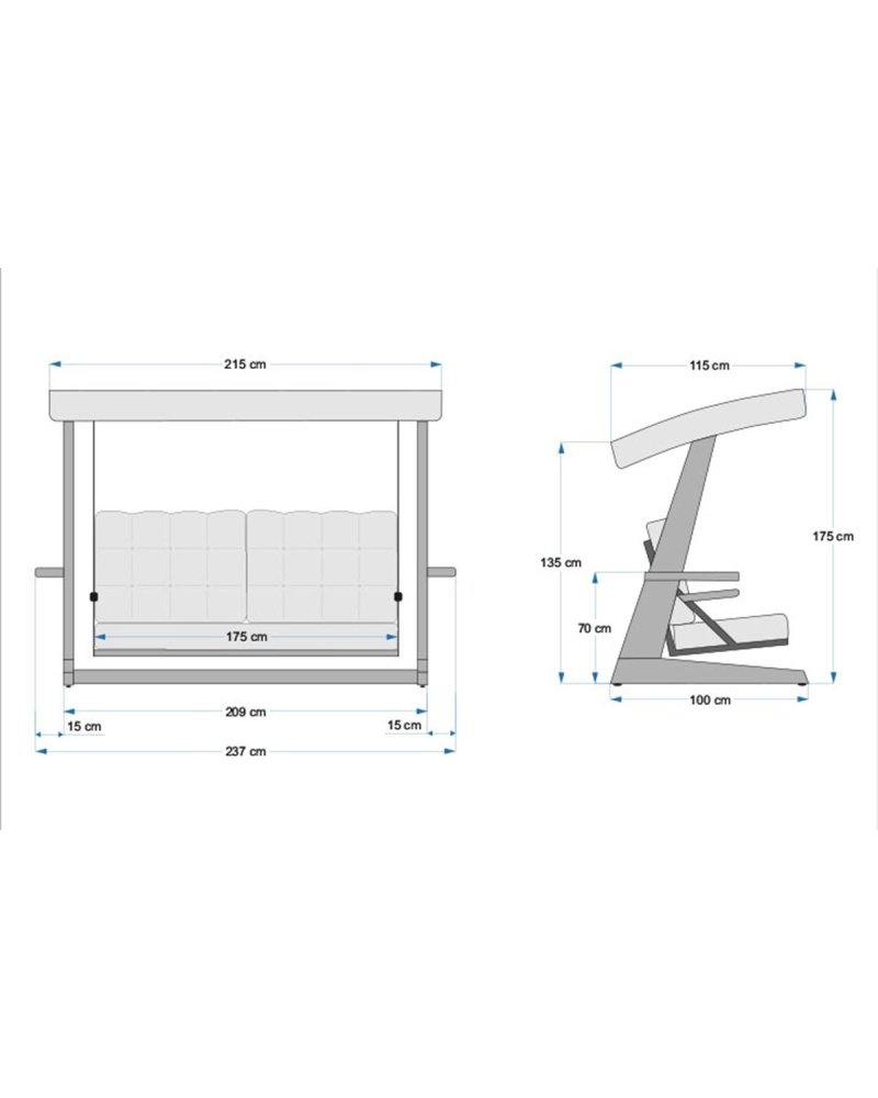 Garden Triple Swing Chair Viva 2400 - Anthracite (obrázek 7)