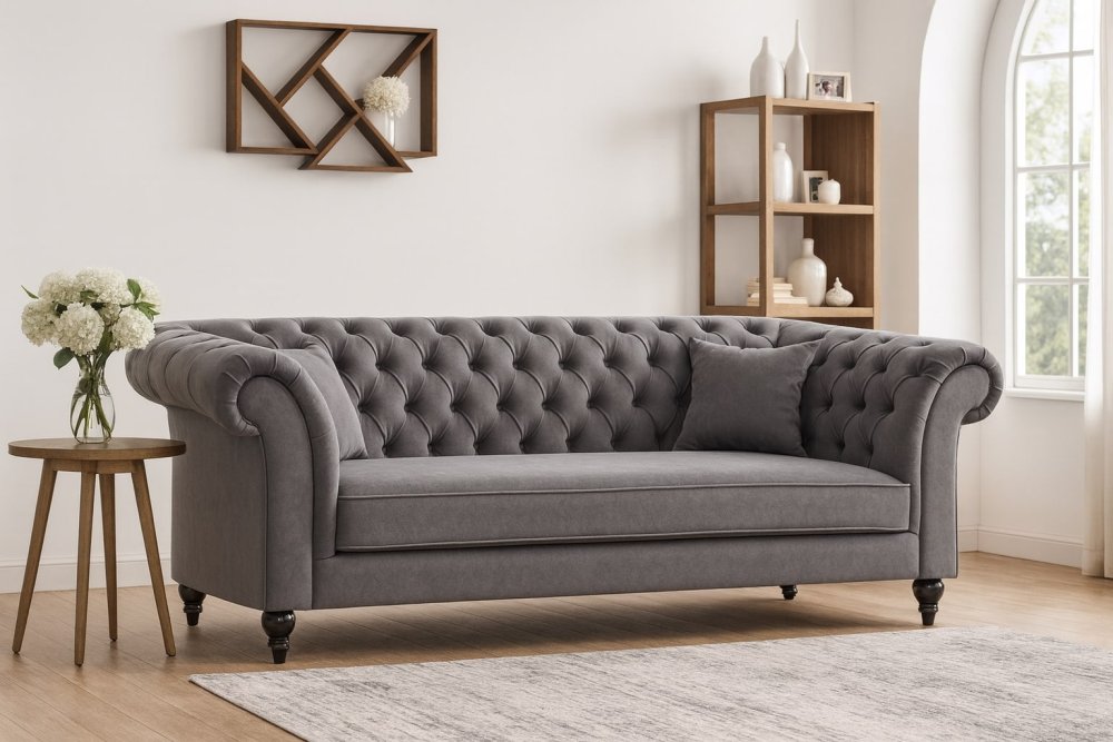 Chesterfield pohovka PALLAS Dekorhome Světle šedá Obrázek