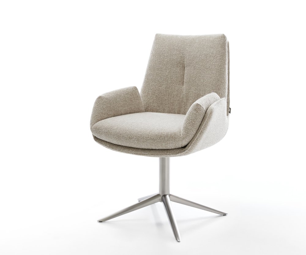 Jedálenská stolička Clea-Flex tkanina mäkká béžová podstava nerezová