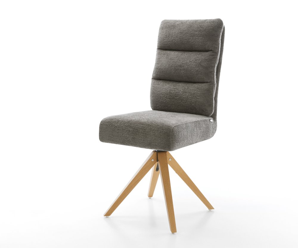 Jedálenská stolička Pela-Flex bouclé mäkký tmavobéžová drevená