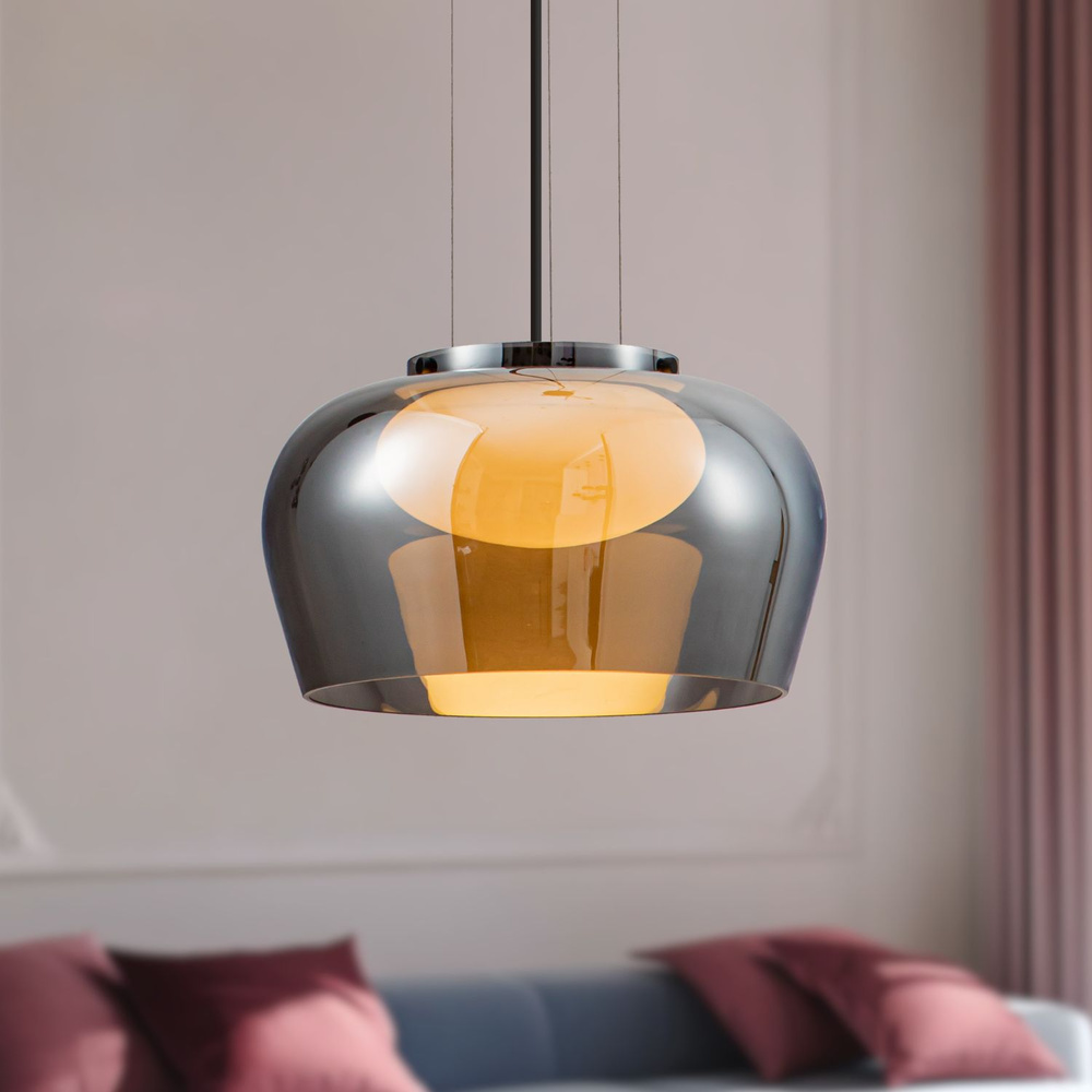 Levně Lampa wisząca Insieme 35 szklana klosz dymiony nad stół do salonu