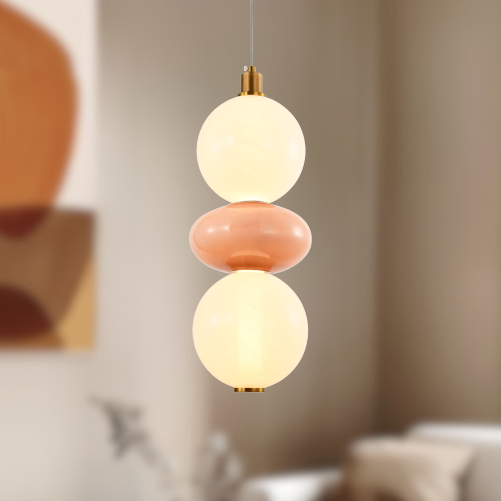 Levně FLORES lampa wisząca mosiężny+brązowy 12W LED 3000K klosz biały