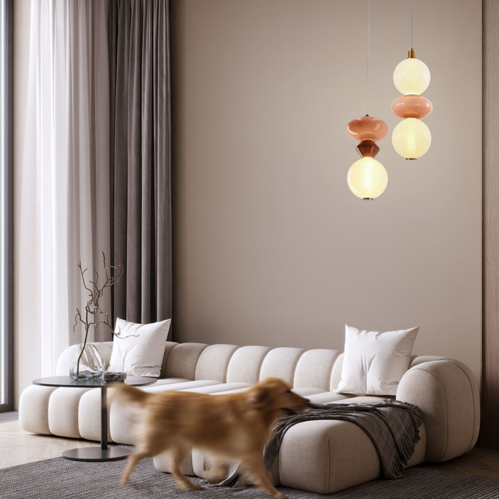 FLORES lampa wisząca mosiężny+brązowy 12W LED 3000K klosz biały