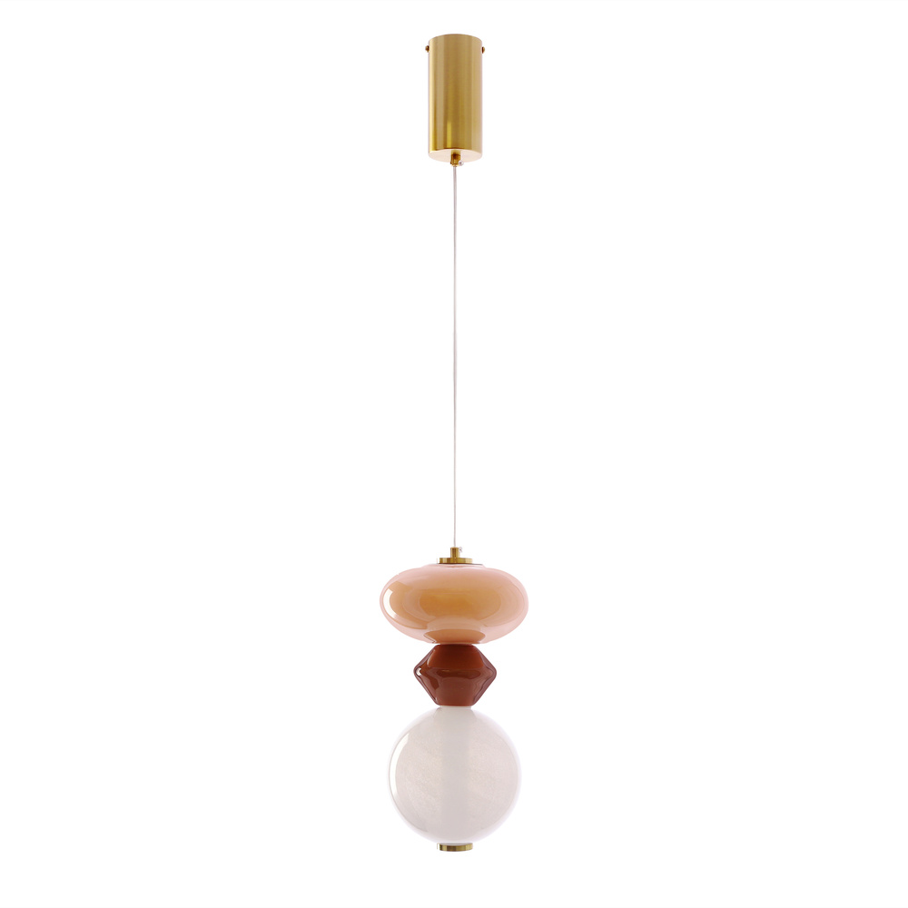 FLORES lampa wisząca mosiężny+brązowy+pomarańczowy 10W LED 3000K klosz biały