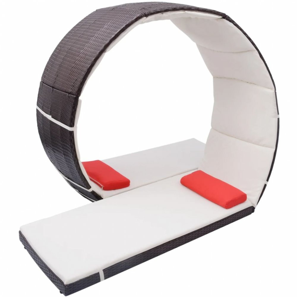 Dvojité zahradní lehátko ve tvaru smyčky Hnědá