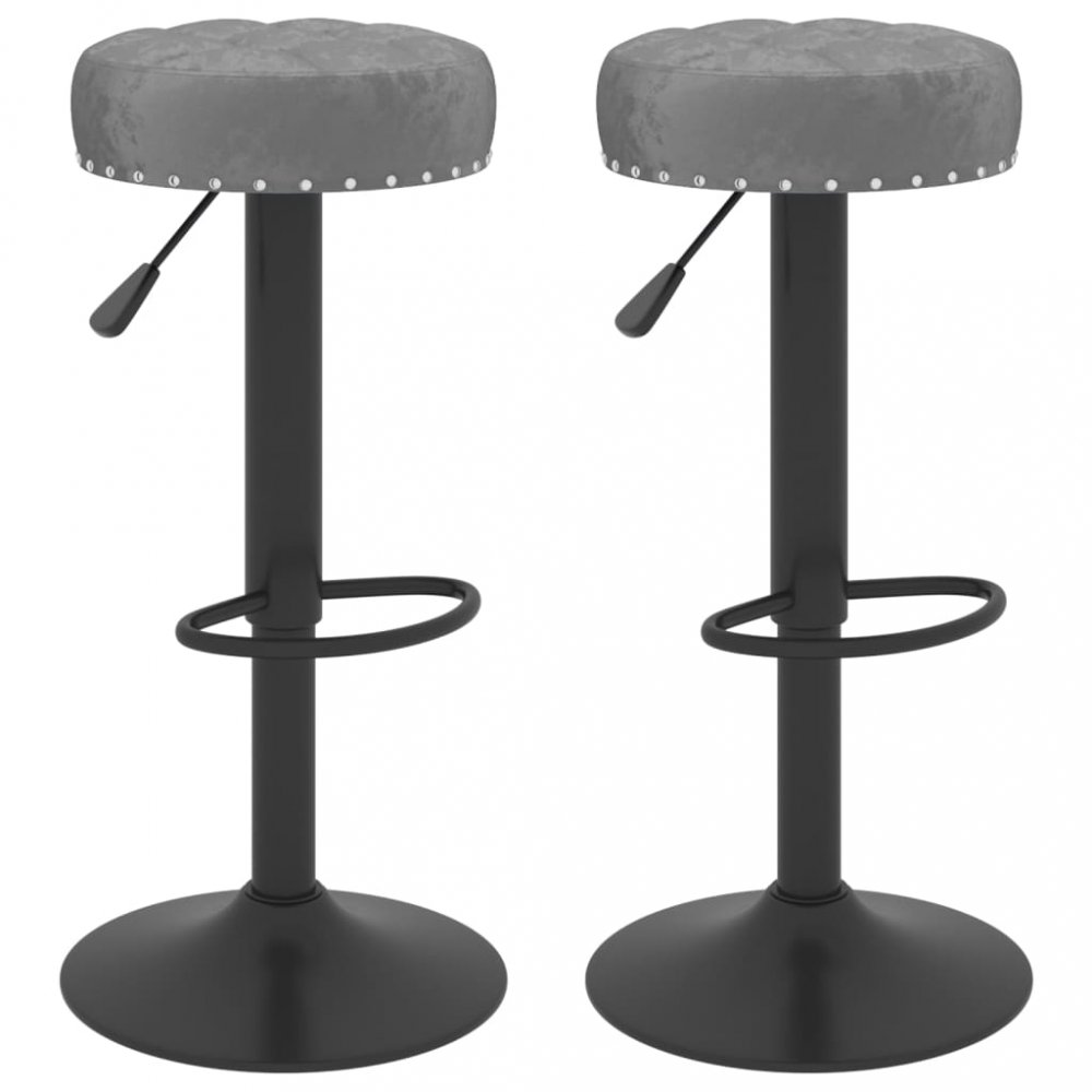 E-shop Barové stoličky 2 ks samet / kov  Tmavě šedá,Barové stoličky 2 ks samet / kov  Tmavě šedá