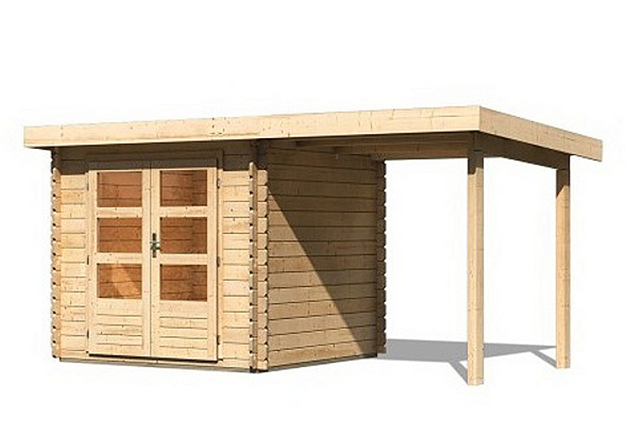 Drevený záhradný domček BASTRUP 2 s prístavkom Lanitplast