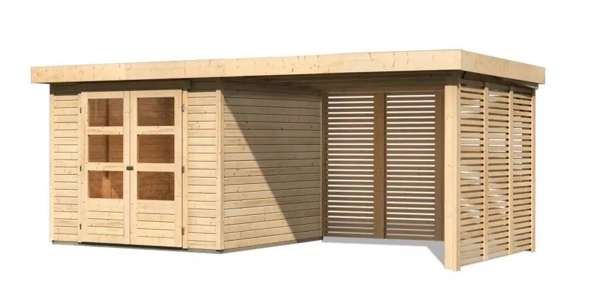 Dřevěný zahradní domek ASKOLA 3,5 s přístavkem Lanitplast 462 cm