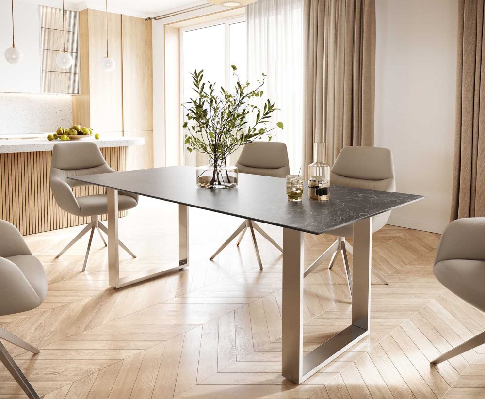 Jedálenský stôl Edge 200x100 cm keramický Laminam® Nero Greco sivý