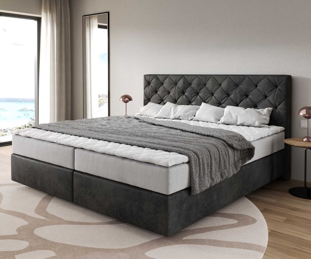 Boxspringová posteľ Dream-Great z mikrovlákna antracit vintage 200x200