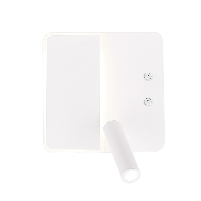 Biela LED nástenná lampa 6W s nastaviteľnou lampou na čítanie Alma