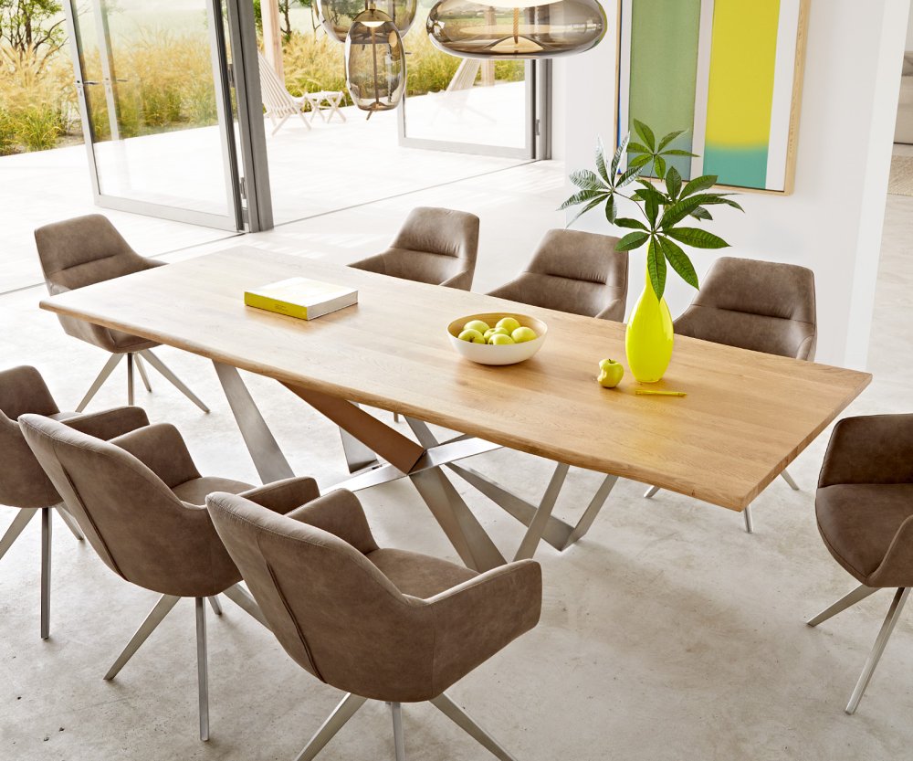 Jedálenský stôl Edge 260x100x2,5-3 dub prírodný Spider plochá oceľ