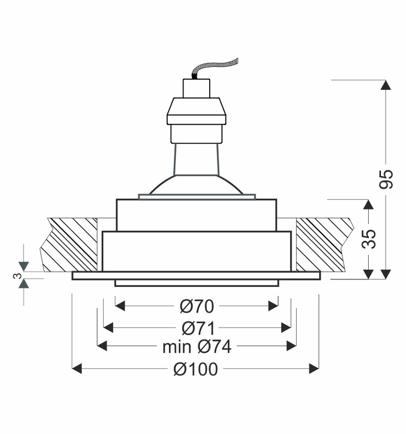 UM-10 WH GU10 10W stropné svietidlo, sklopné, zapustené, biele