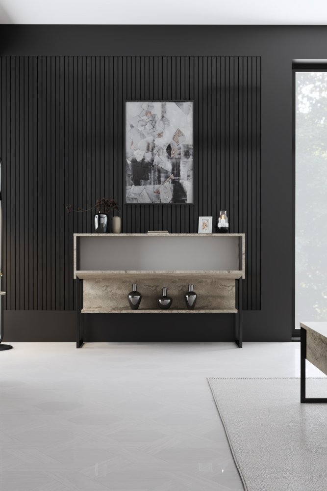 Komoda Luxe - Travertine, Black (obrázek 4)