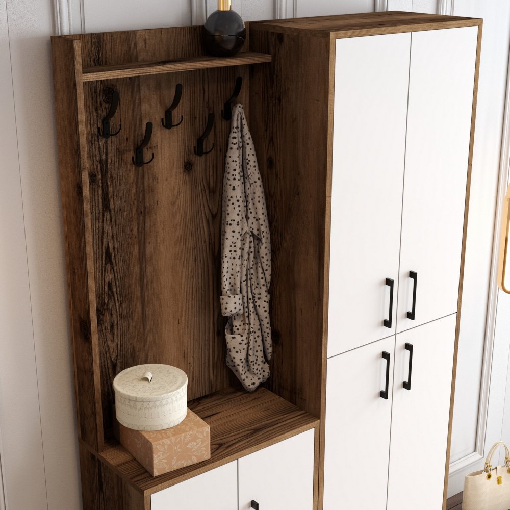 Předsíňová stěna Berlin BA - Walnut, White (obrázek 4)