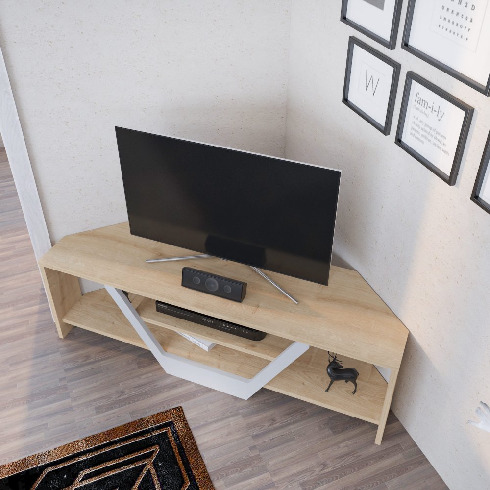 TV stolek Sares - Oak, White (obrázek 5)