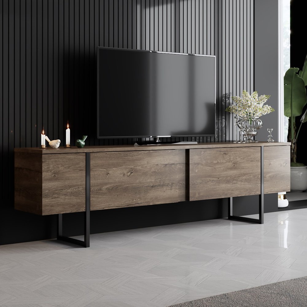 TV stolík Luxe - Walnut, Black