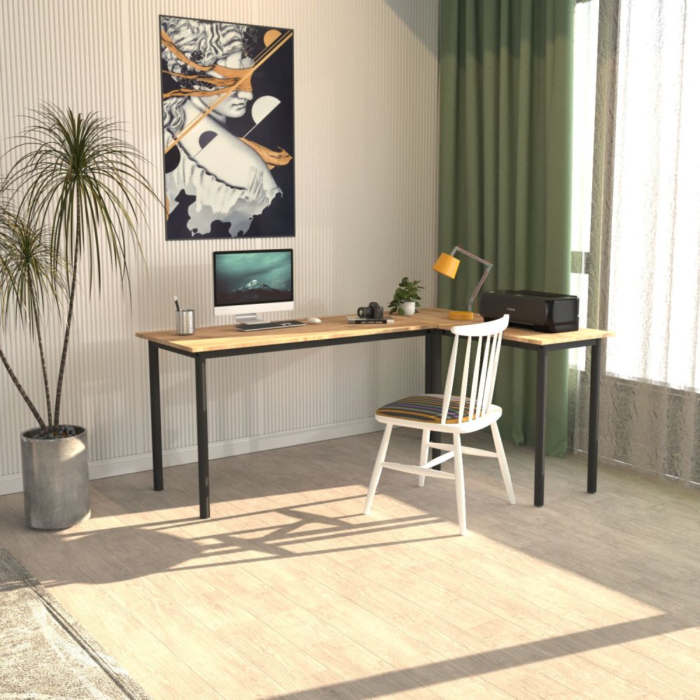 Písací stôl Viva L - Black, Atlantic Pine