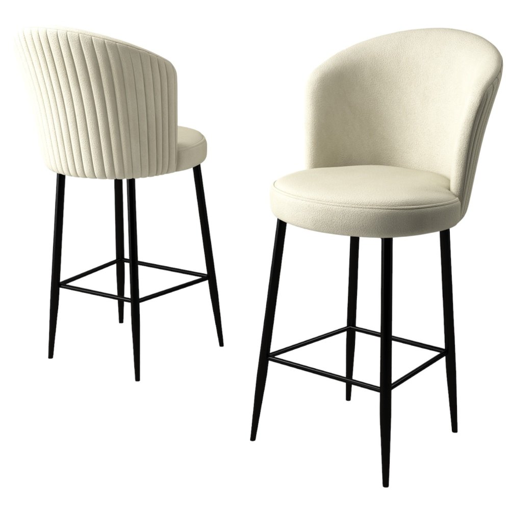 Bar Stool Set (2 Pieces) Alte - Cream, Black (obrázek 4)