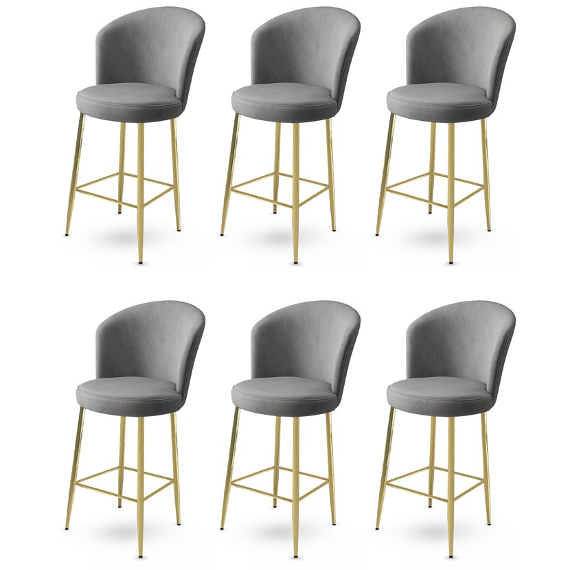 Bar Stool Set (6 Pieces) Alte - Grey, Gold