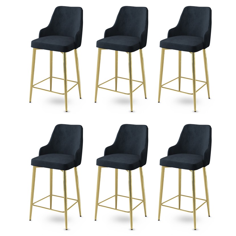 Bar Stool Set (6 Pieces) Enox - Anthracite, Gold