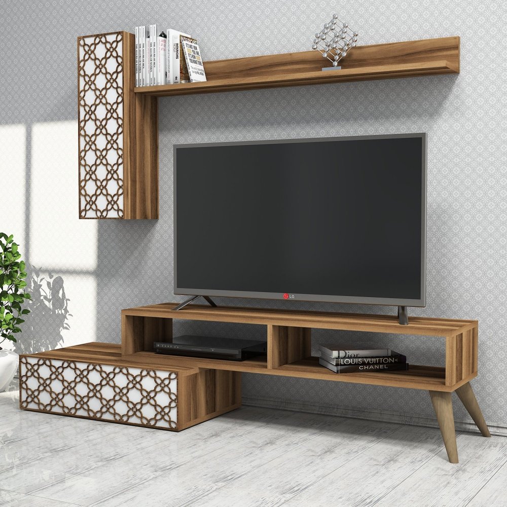 TV skrinka / Obývacia stena Planet - Walnut, White