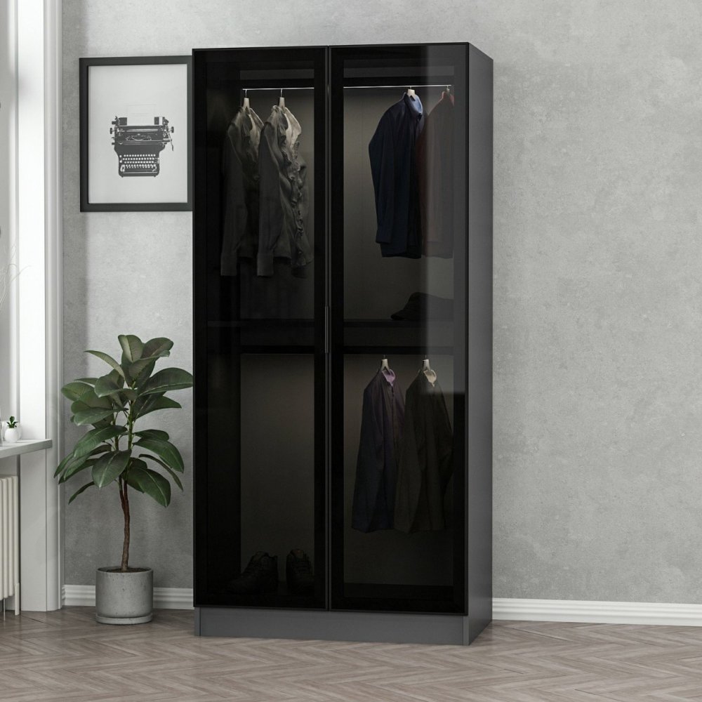 Šatní skříň Kale Glass Anthracite - 190 (obrázek 8)