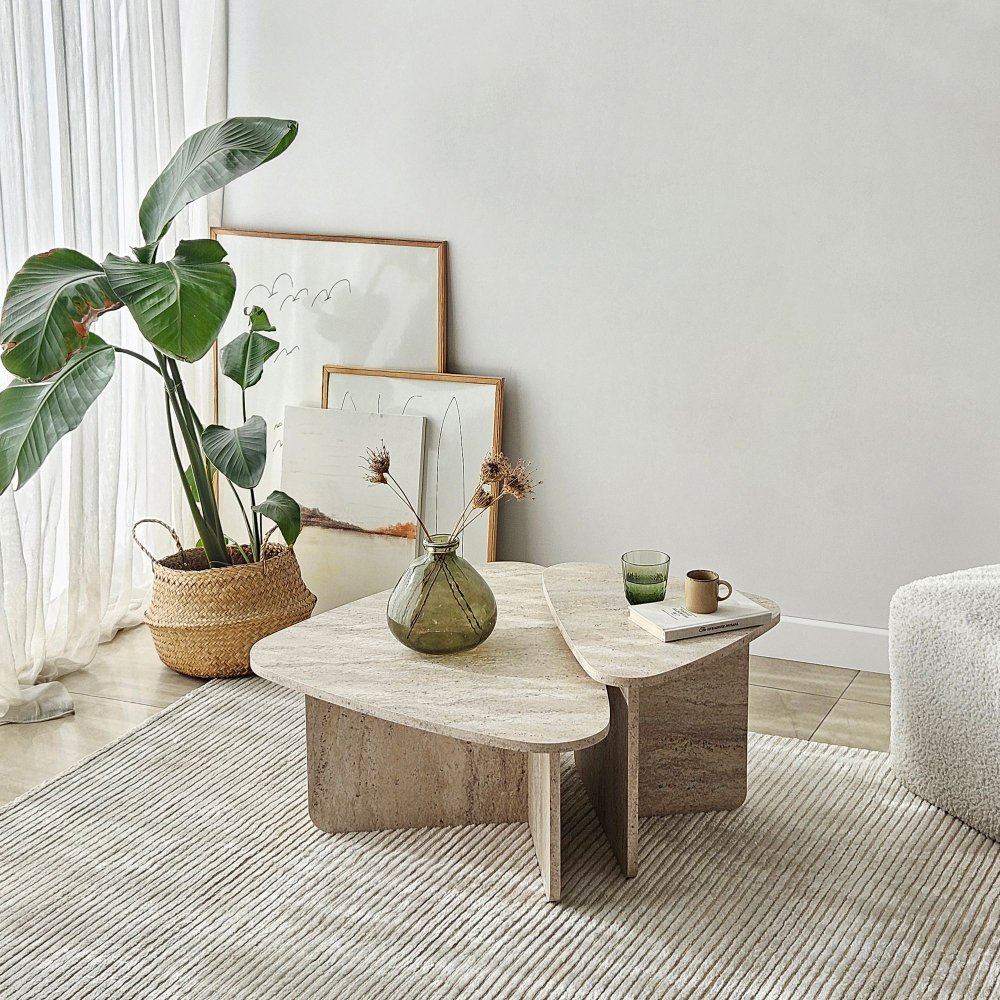 Súprava konferenčných stolíkov Ballare Set - Travertine