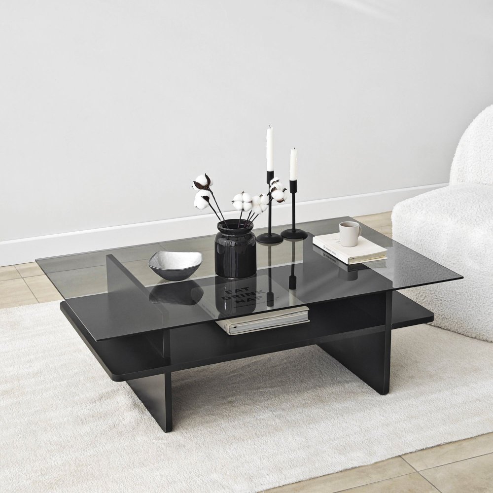 Konferenční stolek Saga Rectangle - Black, Fume (obrázek 5)