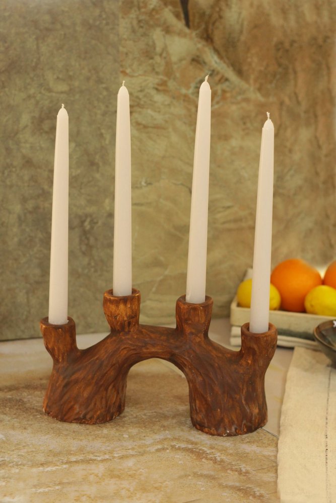 Candlestick Set (5 Pieces) Odun - Brown