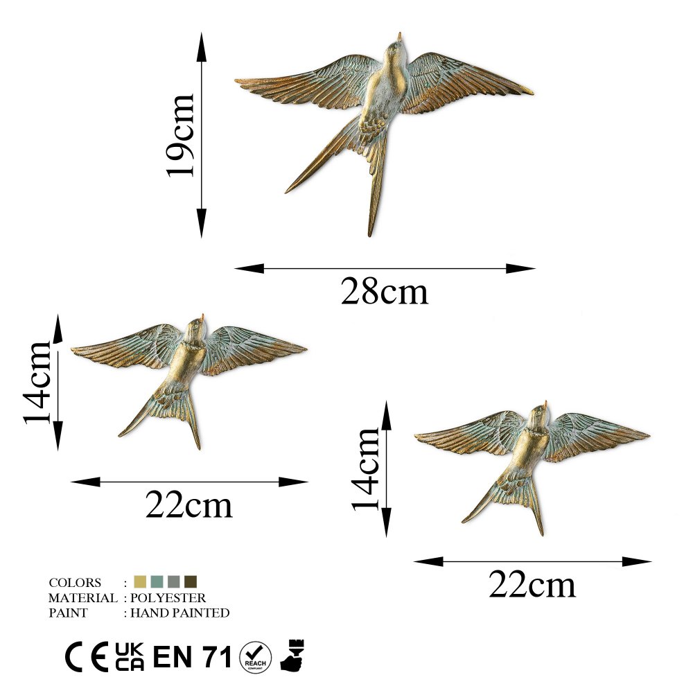 Dekorativní doplněk na zeď Flying Swallow - 1 (obrázek 3)
