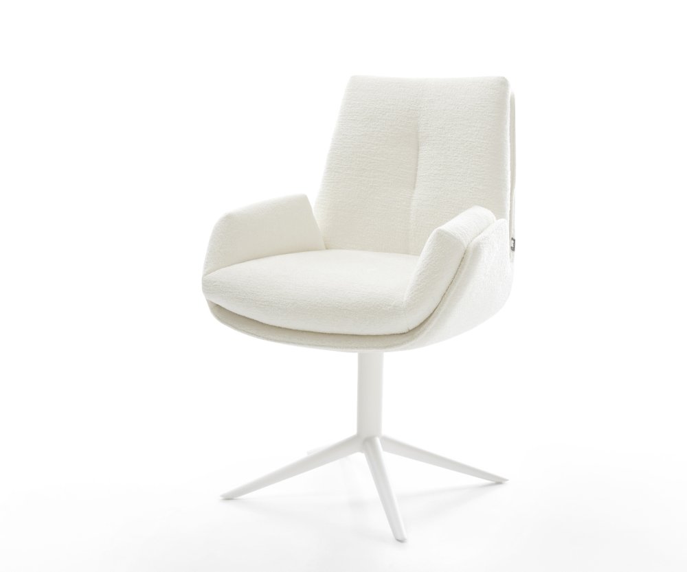 Jedálenská stolička Clea-Flex bouclé mäkký béžový biely krížová