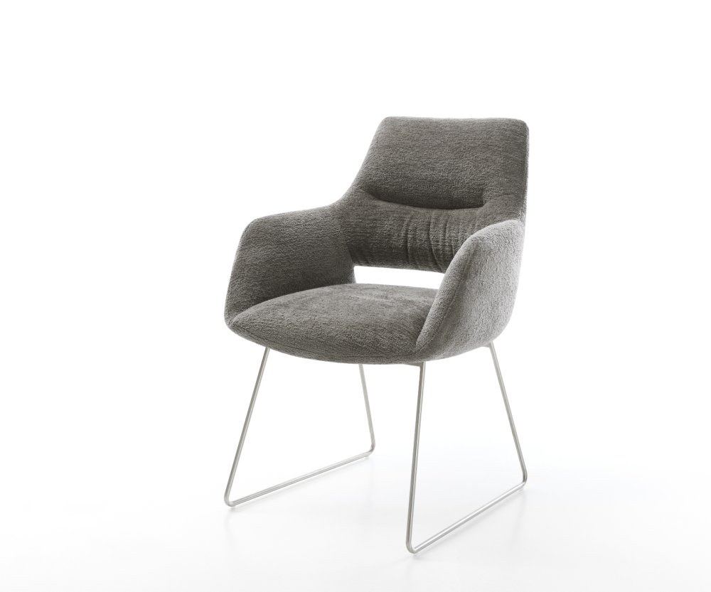 Jedálenská stolička Yago-Flex s opierkami bouclé mäkký tmavobéžová