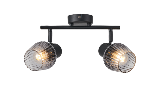 MITURA lampa sufitowa czarny 2x40W E27 klosz dymiony
