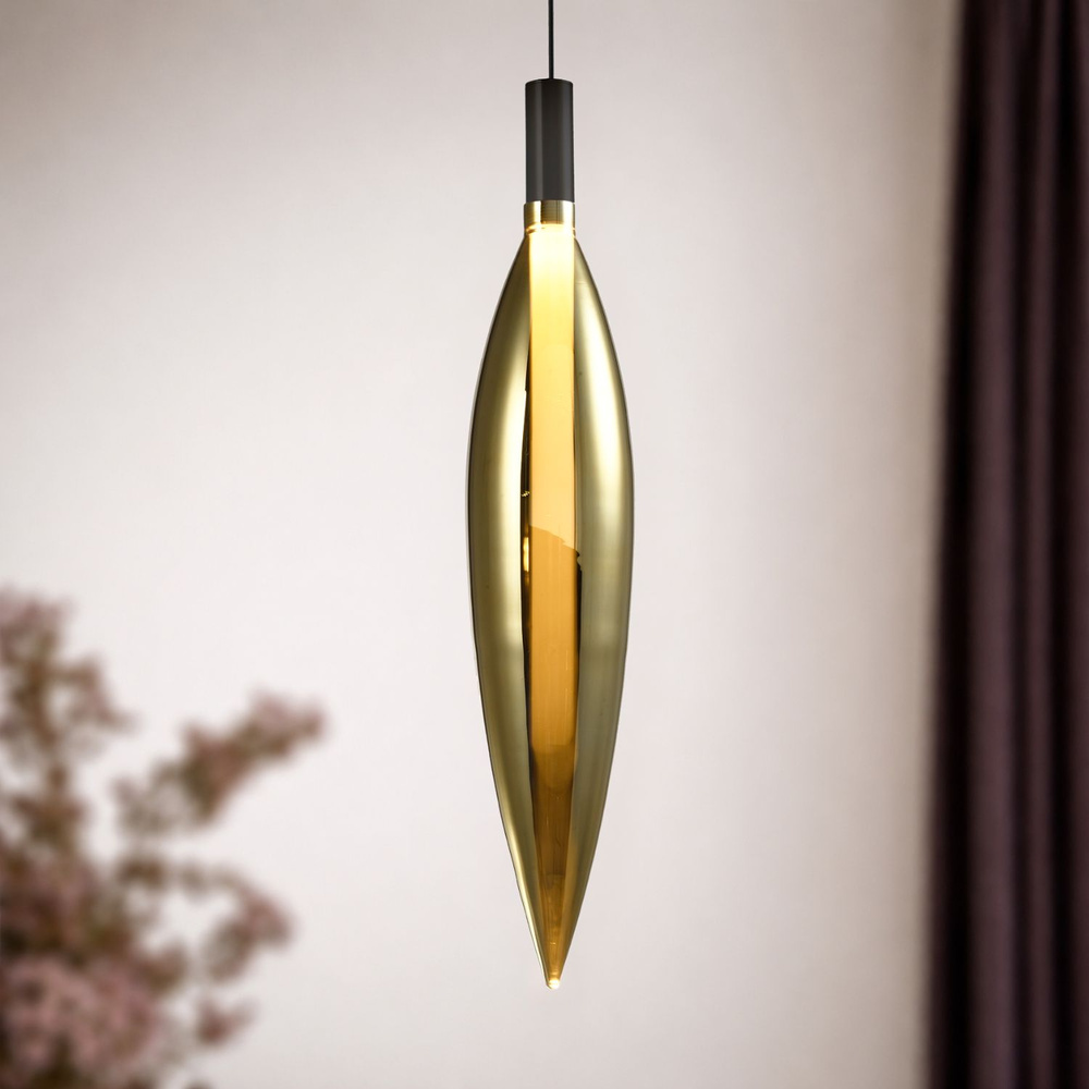 Levně Lampa wisząca Nordic szklana tuba złota pojedyncza do salonu i sypialni