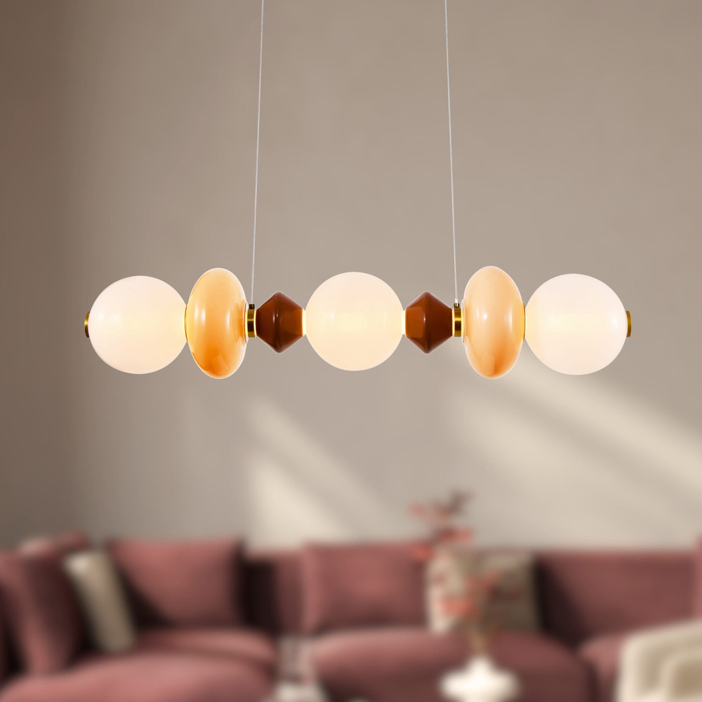 Levně FLORES lampa wisząca mosiężny+brązowy+pomarańczowy poz.20W LED 3000K klosz biały