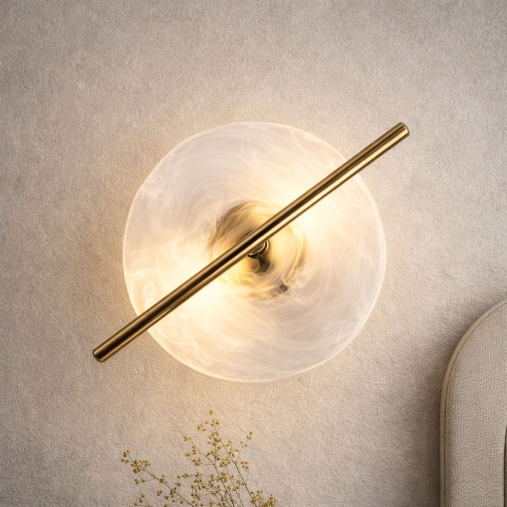 Levně RELAX lampa kinkiet okr. mosiężny 5W LED 3000K klosz biały